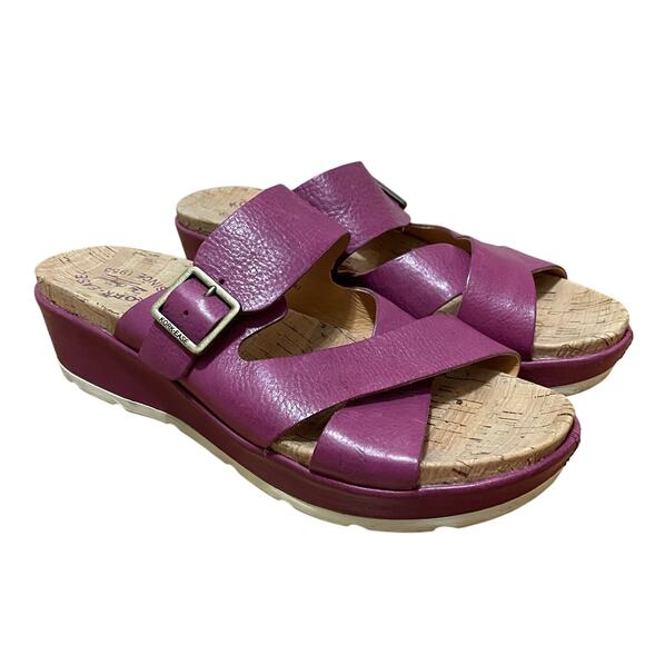 Kork-Ease Callie Criss Cross platform leather buckle sandals‎ Pink slip on Sz 10 - Picture 1 of 7